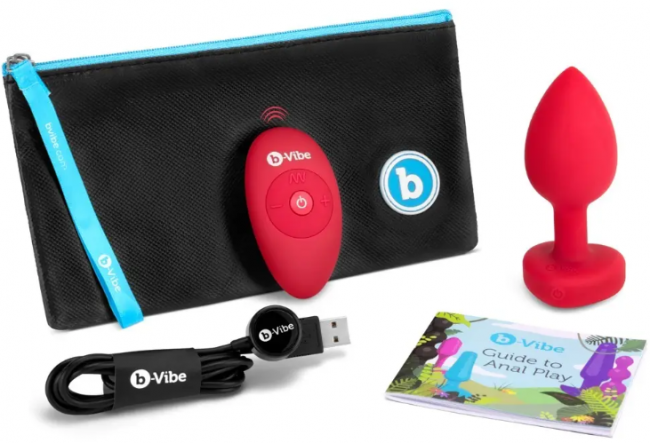        B-Vibe Vibrating Heart Plug M/L Red