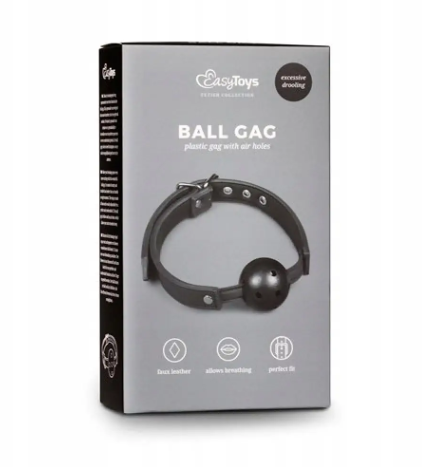   Ball Gag With PVC Ball — Black Easytoys