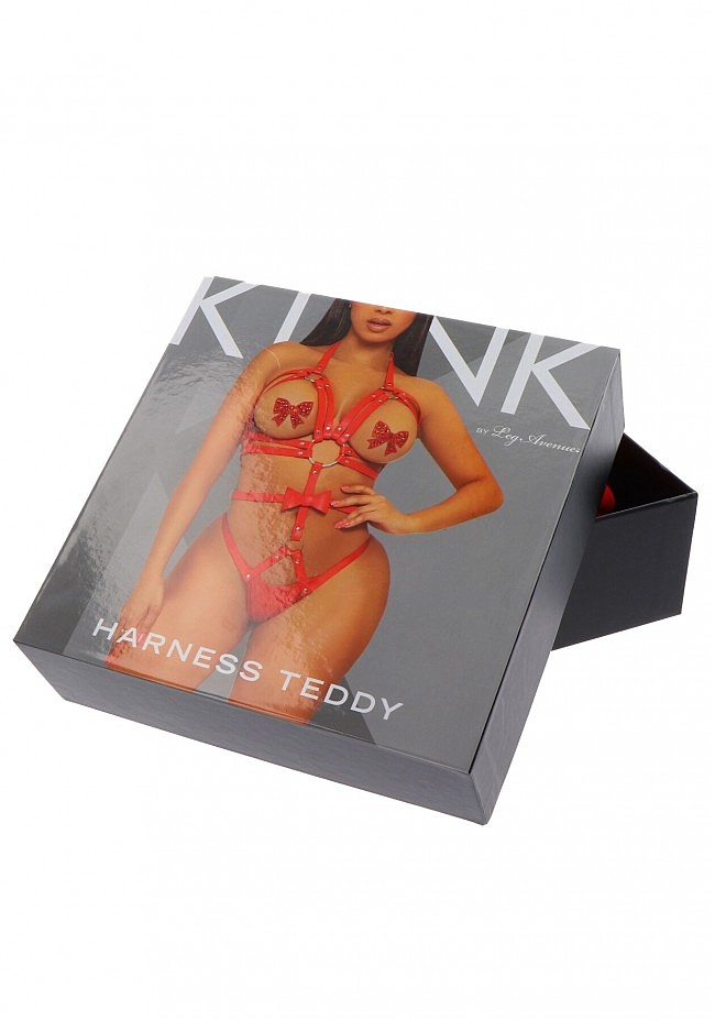 Leg Avenue Studded O-ring harness teddy Red