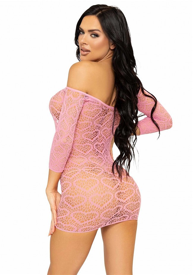 -   Leg Avenue Heart net mini dress Pink, ,  , one size
