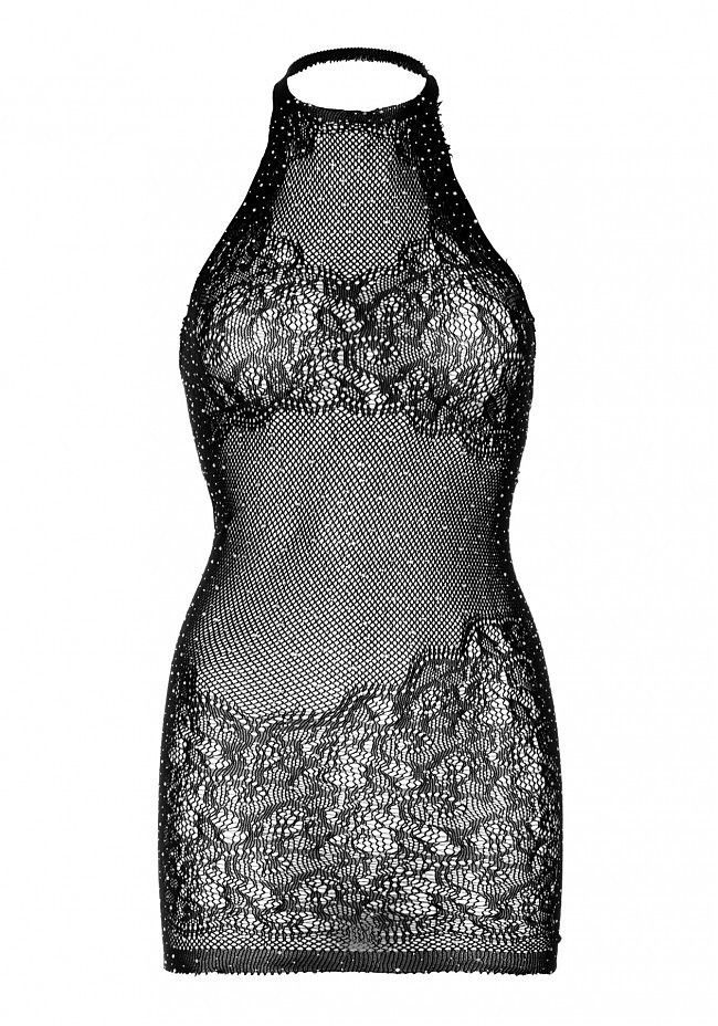    Leg Avenue Rhinestone halter mini dress OS Black