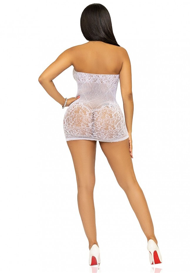  Leg Avenue Rhinestone halter mini dress OS White