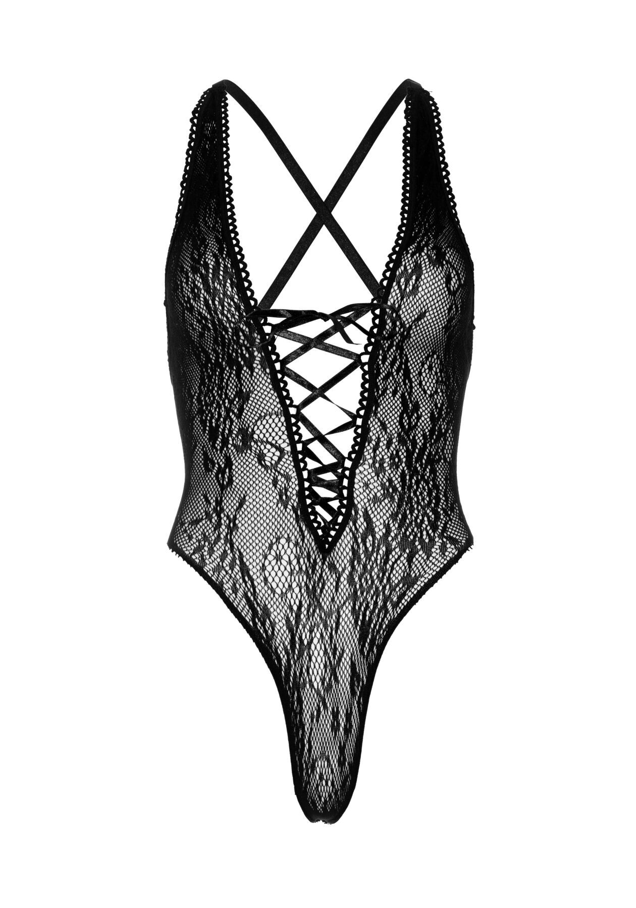   Leg Avenue Floral lace thong teddy Black,   , one size
