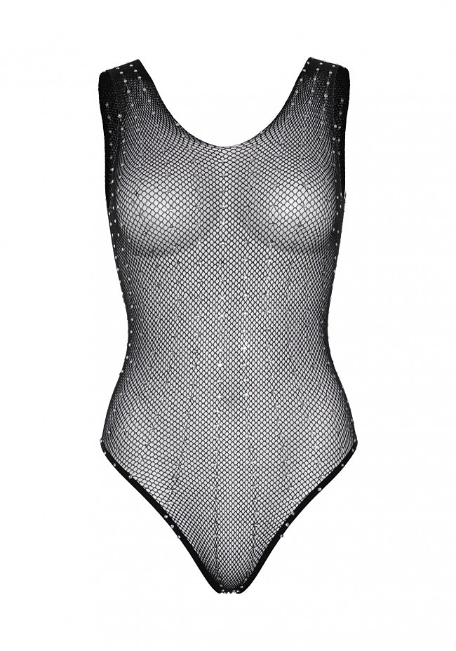 Leg Avenue Rhinestone fishnet bodysuit OS Black