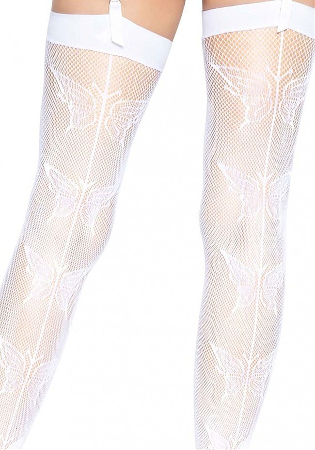 Leg Avenue butterfly backseam thigh highs White O/S