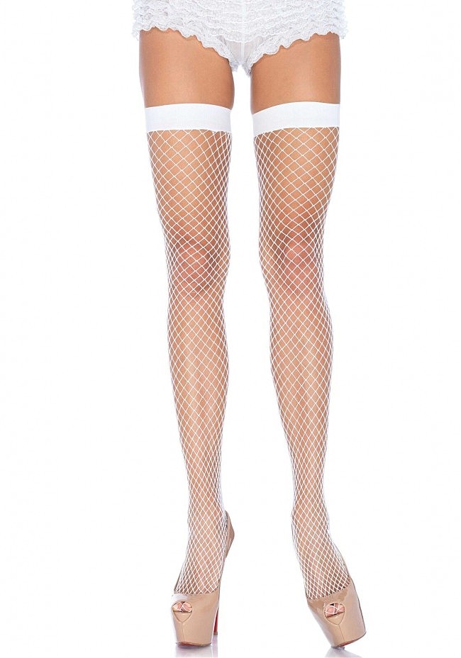 - Leg Avenue Fishnet Thigh Highs White,  , one size