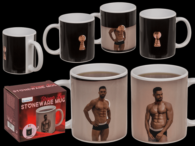    Stoneware Mug Stripper Boy