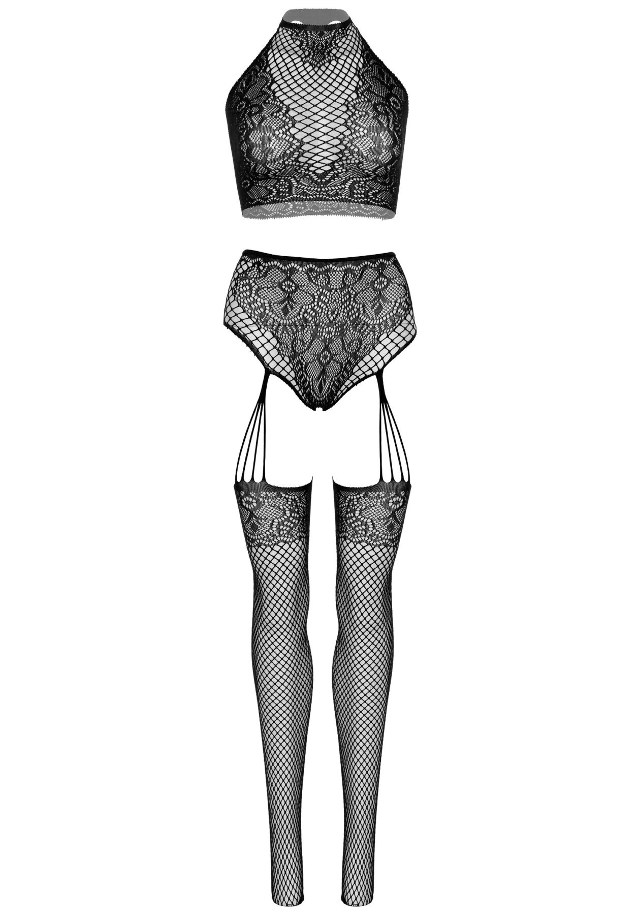  Leg Avenue Crop top and garter panty Black