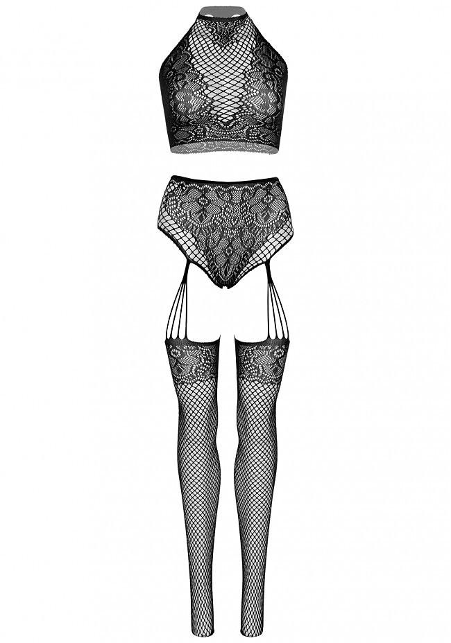  Leg Avenue Crop top and garter panty Black