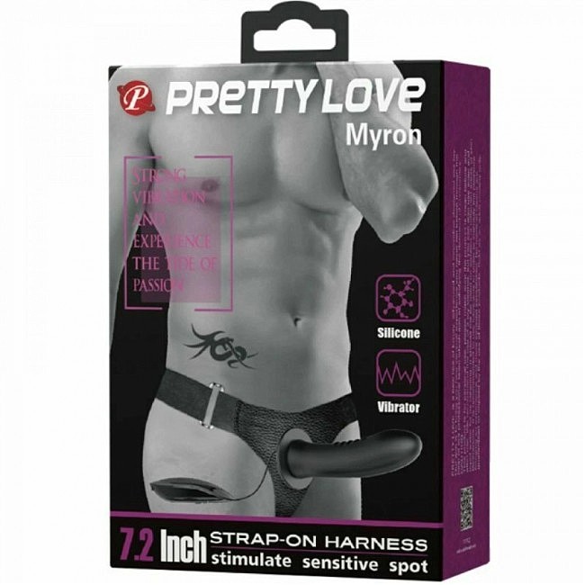  ,  Pretty Love Myron 7,2 vibro strap on Flesh Black