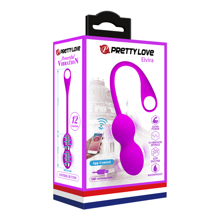  Pretty Love Elvira Phone Control Vibro Balls Purple