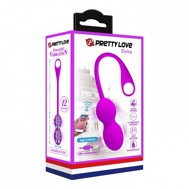  Pretty Love Elvira Phone Control Vibro Balls Purple