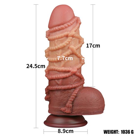  Dual-Layered Silicone Cock With Rope 9.5» Flesh 