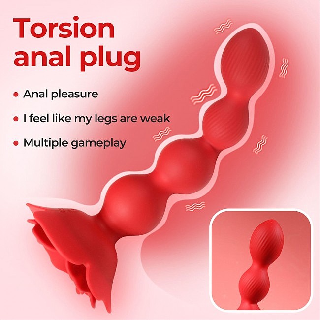  , + Rose Rotating Anal Beads, 18,3  3 