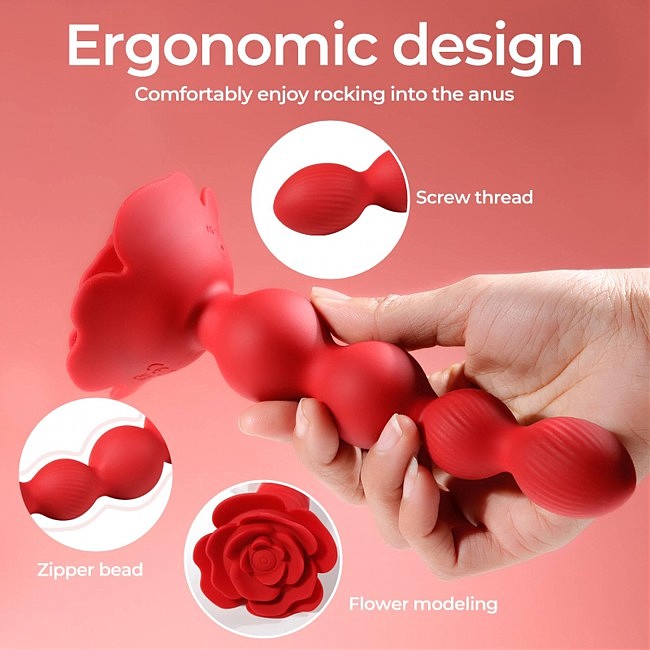  , + Rose Rotating Anal Beads, 18,3  3 