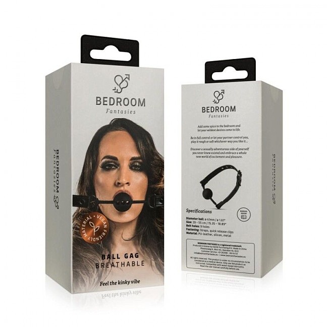 ���� Bedroom Fantasies Ball Gag Breathable Silicone Black