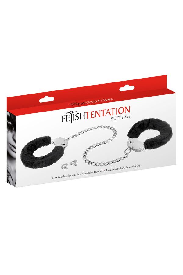    Fetish Tentation Adjustable metal and fur ankle cuffs