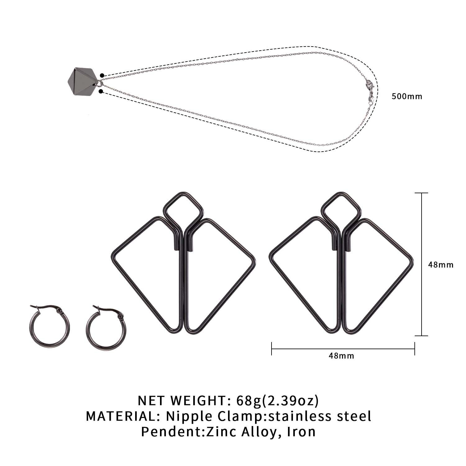 	      LOCKINK Nipple Clamps with Heavy Pendant Grey