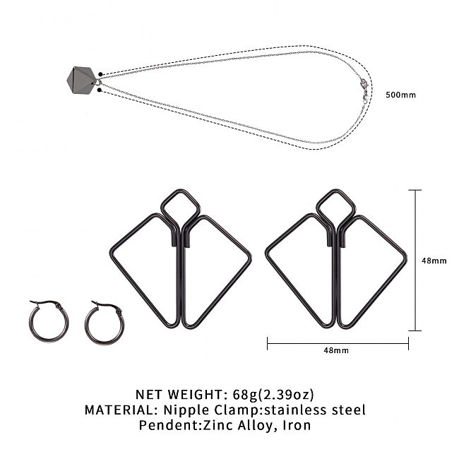 	      LOCKINK Nipple Clamps with Heavy Pendant Grey