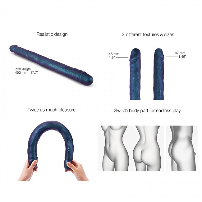    Strap-On-Me Double Dong Realistic Dildo snaky metallic color