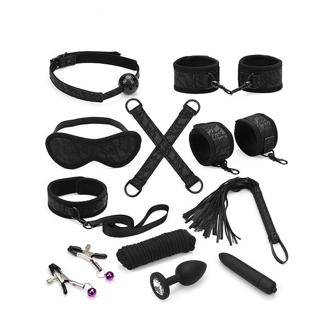 - Liebe Seele Black Lace and Neoprene 11pcs Bondage Kit, 