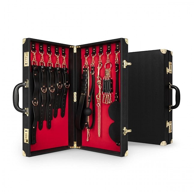    BDSM Bedroom Fantasies: Bondage Suitcase 13 Pcs Cow Leather