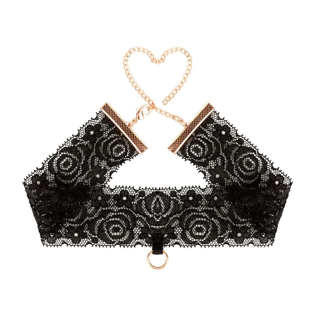     Rosy Gold Lace Cuffs and Collar Black
