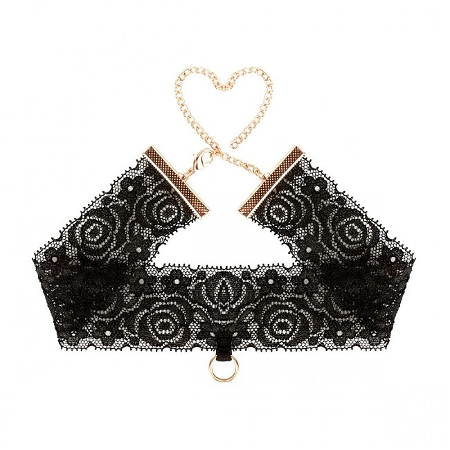     Rosy Gold Lace Cuffs and Collar Black
