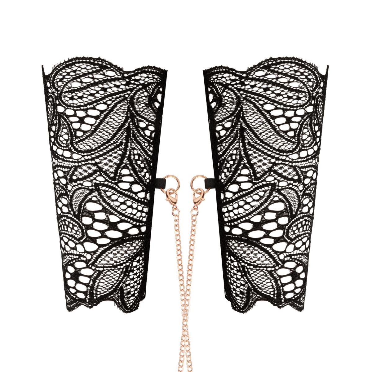     Rosy Gold Lace Cuffs and Collar Black