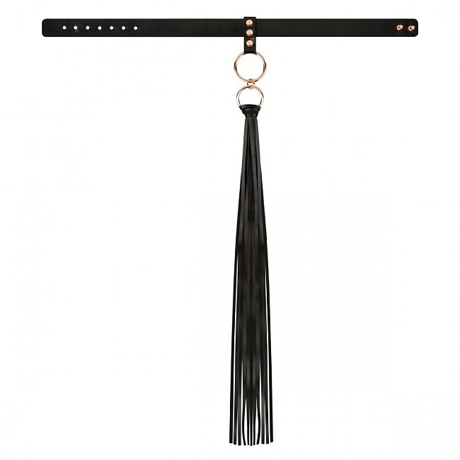    Rosy Gold Collar with Flogger Black