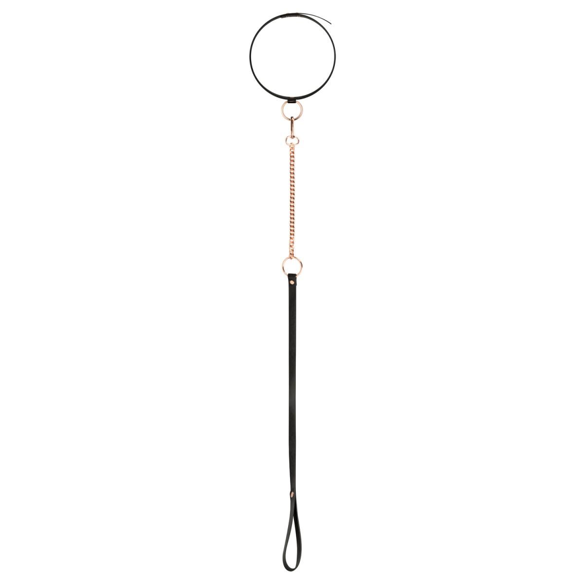    Rosy Gold Collar with Leash Black, 48  3,5 