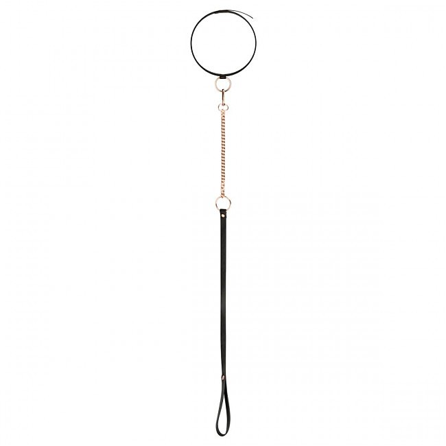    Rosy Gold Collar with Leash Black, 48  3,5 
