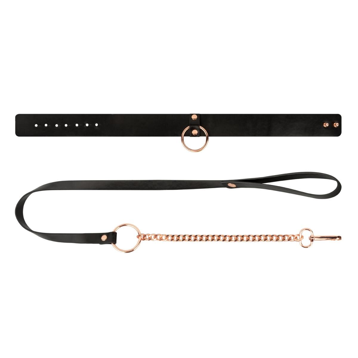    Rosy Gold Collar with Leash Black, 48  3,5 