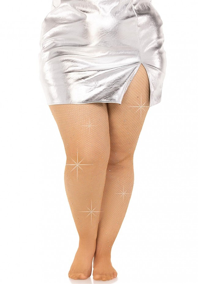    Leg Avenue Rhinestone micro net tights Plus size, 