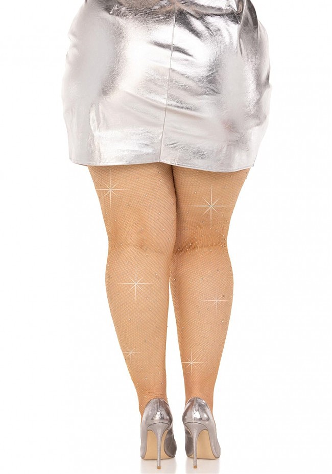     Leg Avenue Rhinestone micro net tights Plus size, 