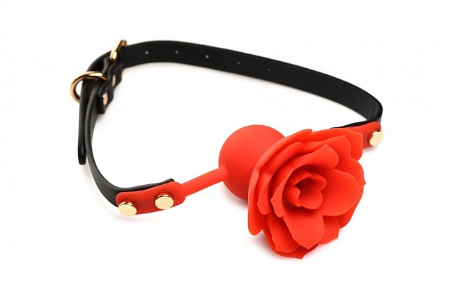     Master Series: Blossom Silicone Rose Gag  Red