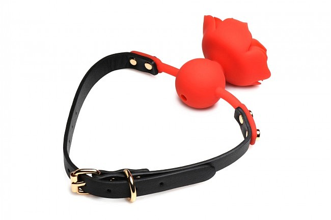     Master Series: Blossom Silicone Rose Gag  Red