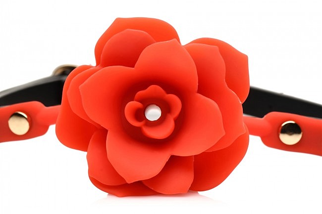     Master Series: Blossom Silicone Rose Gag  Red