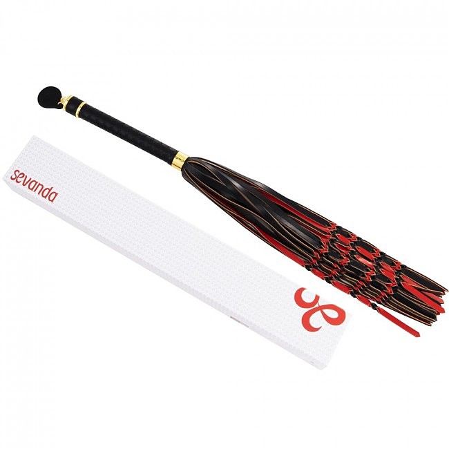  LOCKINK SEVANDA Red & Black Braided Tail Flogger