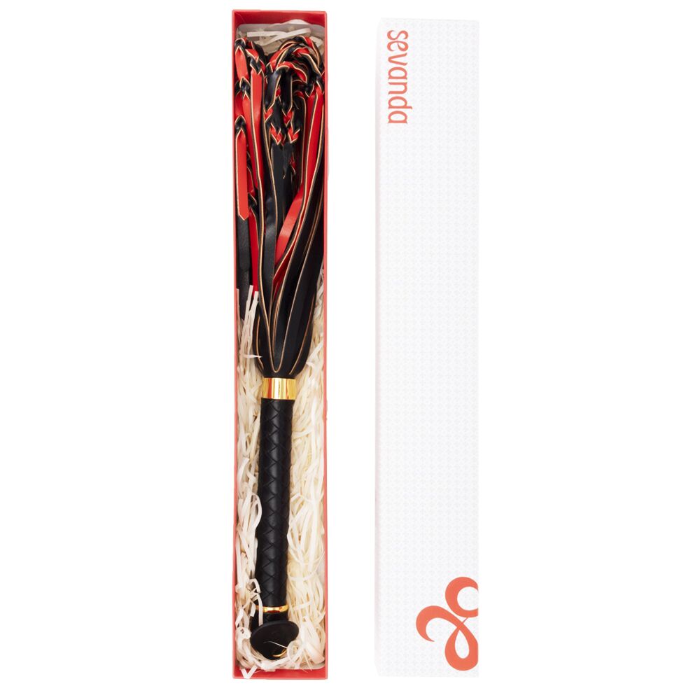  LOCKINK SEVANDA Red & Black Braided Tail Flogger