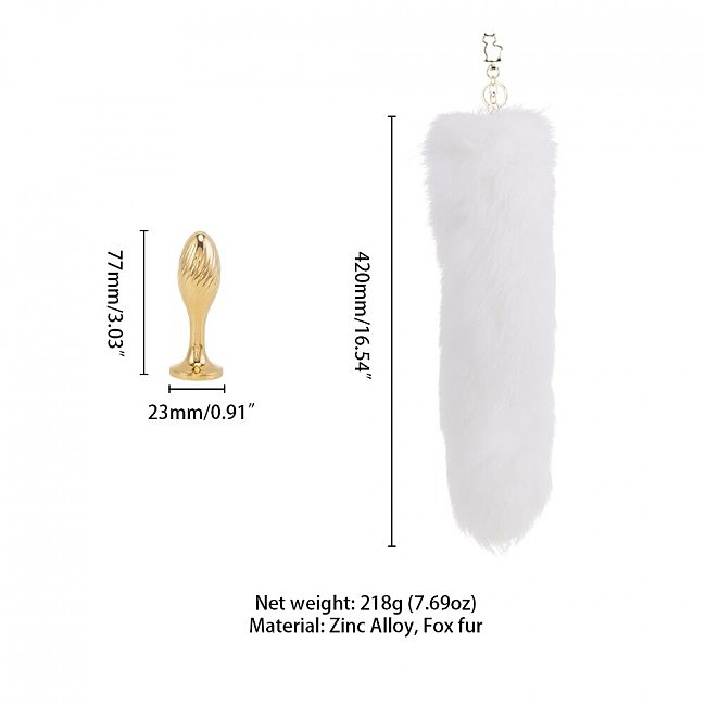     LOCKINK SEVANDA White Fox-Tail Anal Pear-shape Plug