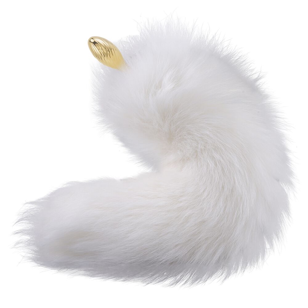      LOCKINK SEVANDA White Fox-Tail Anal Pear-shape Plug