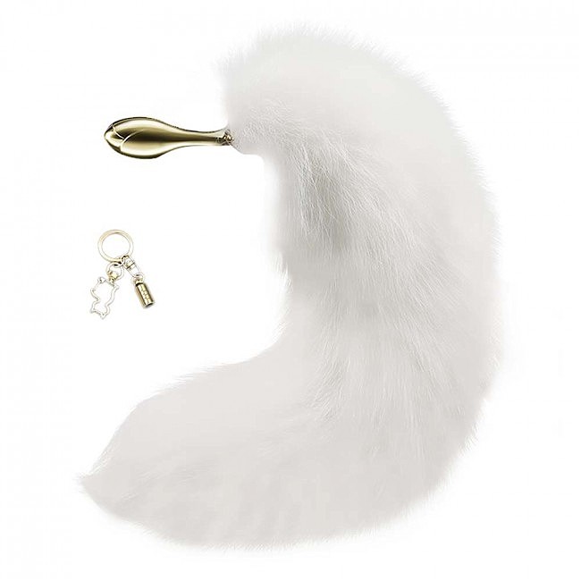      LOCKINK SEVANDA White Fox-Tail Anal Rose-shape Plug