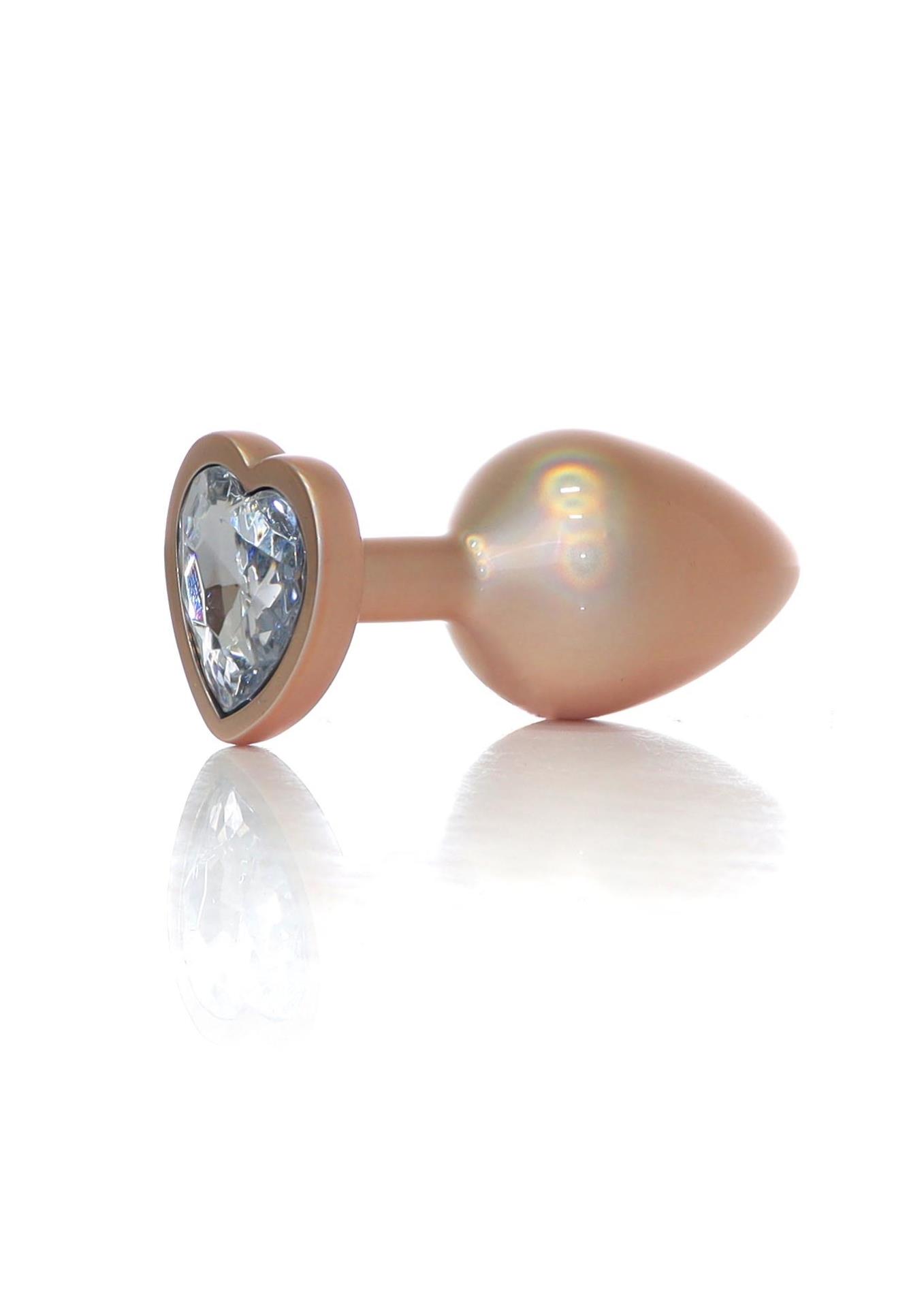     - Jewellery Pearl Gold Heart Plug Clear M, 8  3,2 