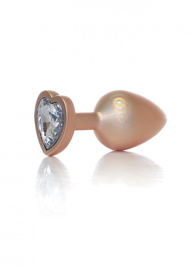     - Jewellery Pearl Gold Heart Plug Clear M, 8  3,2 