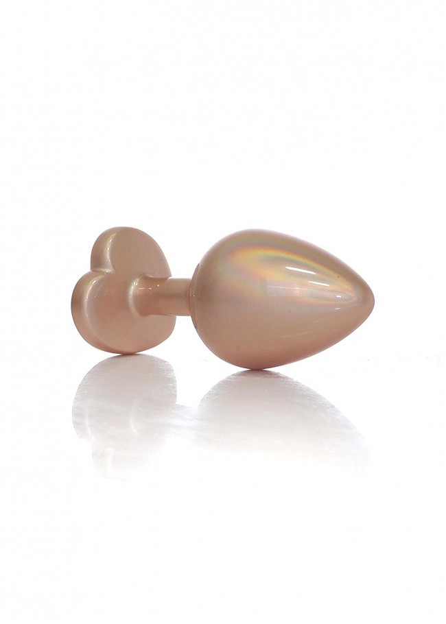     - Jewellery Pearl Gold Heart Plug Clear M, 8  3,2 