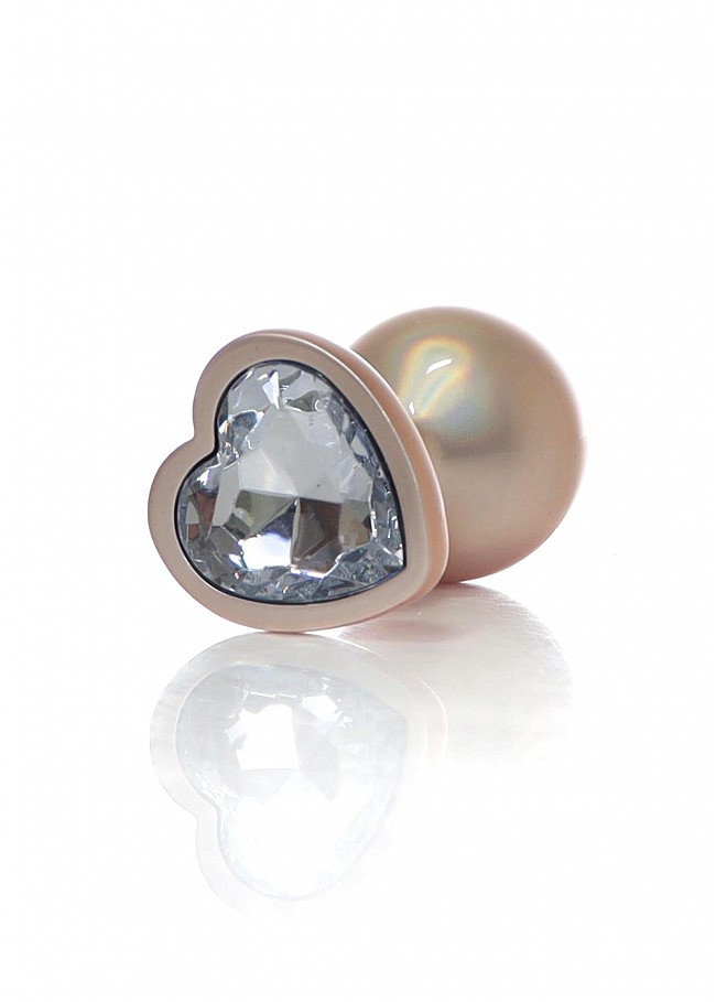     - Jewellery Pearl Gold Heart Plug Clear M, 8  3,2 