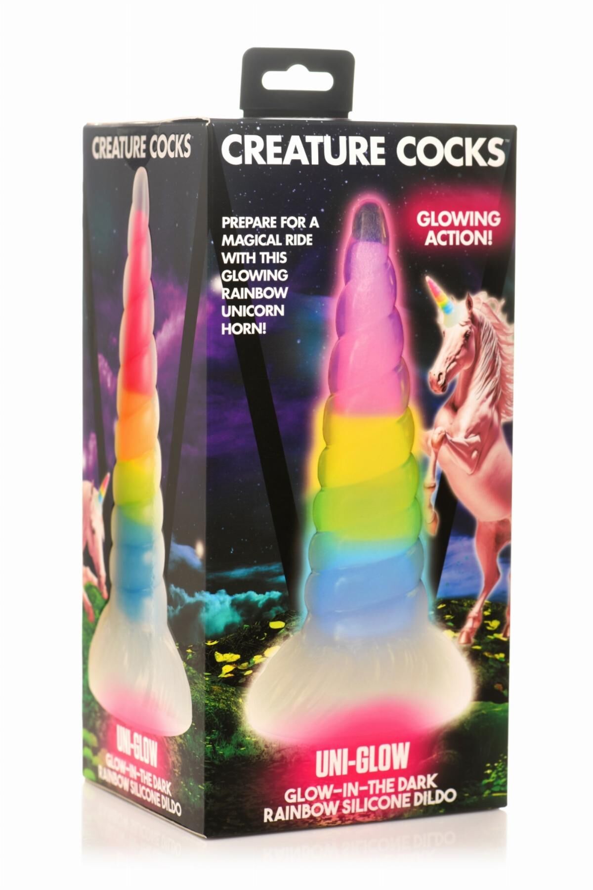   Creature Cocks Luminescent Rainbow Silicone Dildo
