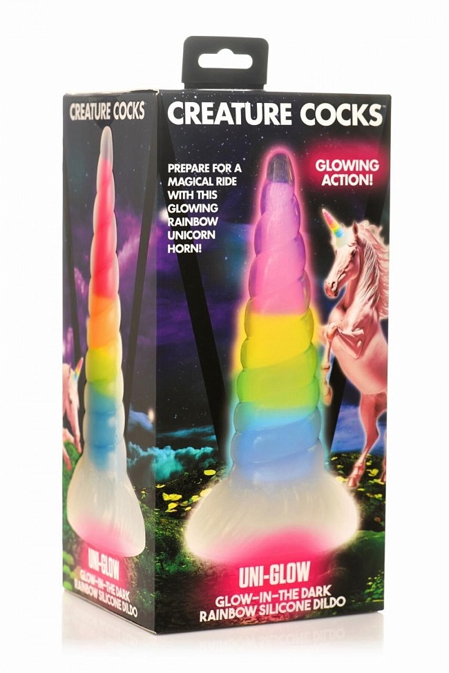   Creature Cocks Luminescent Rainbow Silicone Dildo