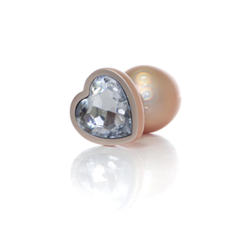    Jewellery Pearl Gold Heart Plug Clear L , 3,8 . 
